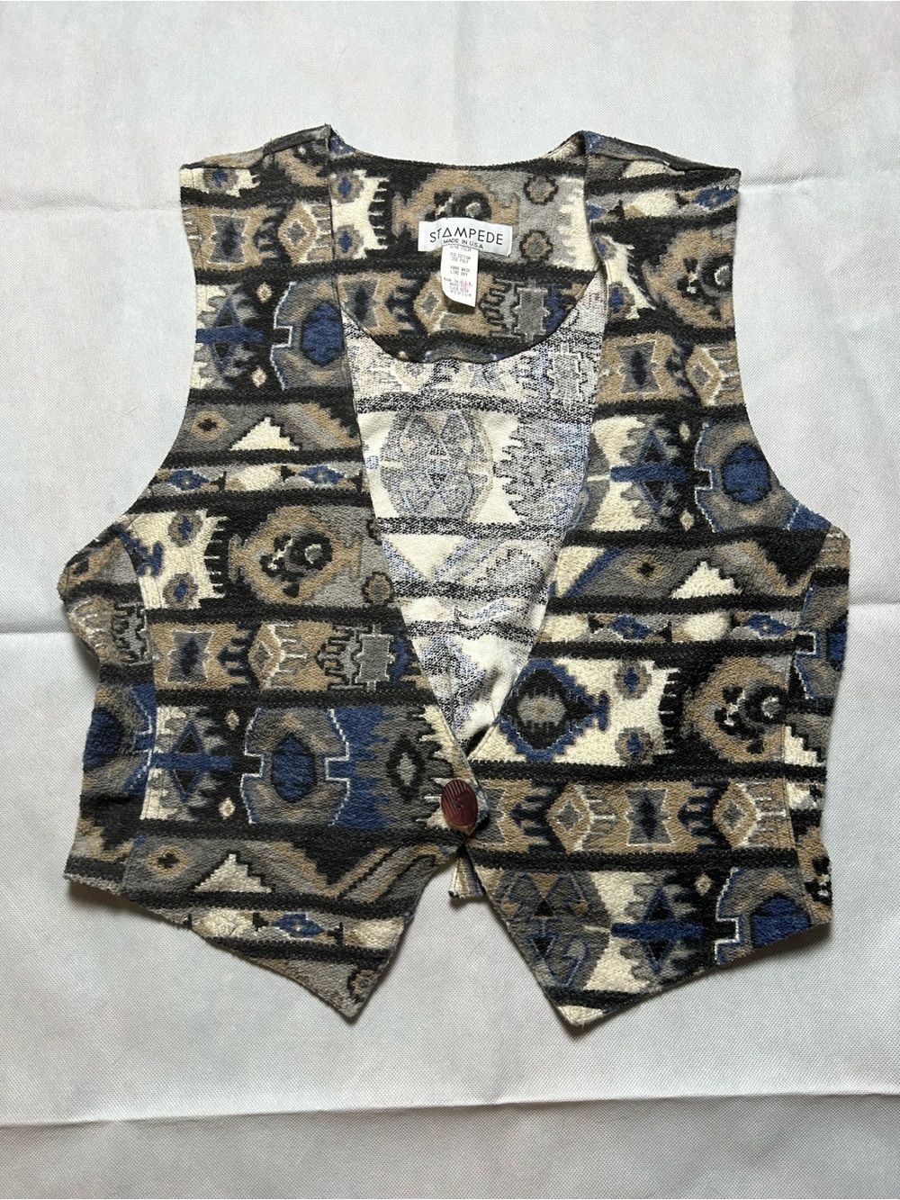 Vintage Stampede Aztec western flannel vest size medium